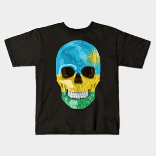 Rwanda Flag Skull - Gift for Rwandan With Roots From Rwanda Kids T-Shirt